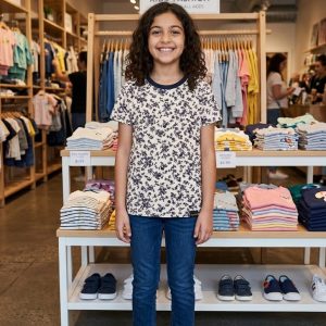 Navy Floral Crewneck Tee